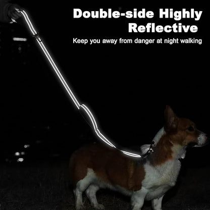6 Foot Black Dog Leashes for Large Medium and Small Breed Dogs That Pull,Reflective Nylon Heavy Duty Dog Leash with 2 Comfortable Padded Traffic Handles and Car Seat Belt for Walking and Training