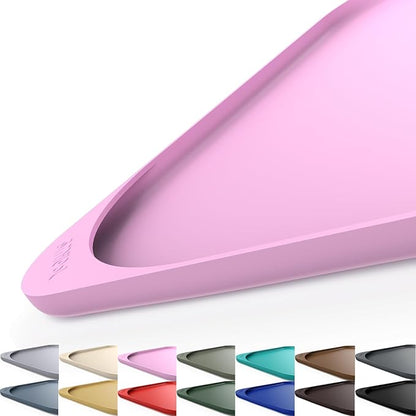 Silicone Pet Food Mat with Raised Edge for Food and Water Bowl, Dog Feeding Mats, Cat Food Trays for Floor Waterproof, Rubber Tray for Dogs and Cats, 19 x 12 x 0.7 Pink