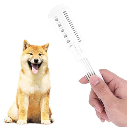 2 in 1 Pet Hair Thinning Comb, Pet Razor Combs with 5 Blades, Hair Cutter Comb Suitable for Removing Tangles, Knots and Loose Hair