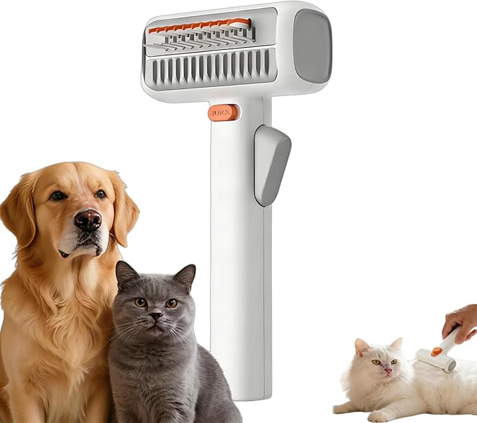 2026 New 2-in-1 Pet Self-Detangling & Grooming Comb, 2-in-1 Pet Comb Untangle & Remove Tangles One-Touch Switch, Pets Grooming Brush Detangle, Deshed, Massage for Dogs & Cats (1PC)