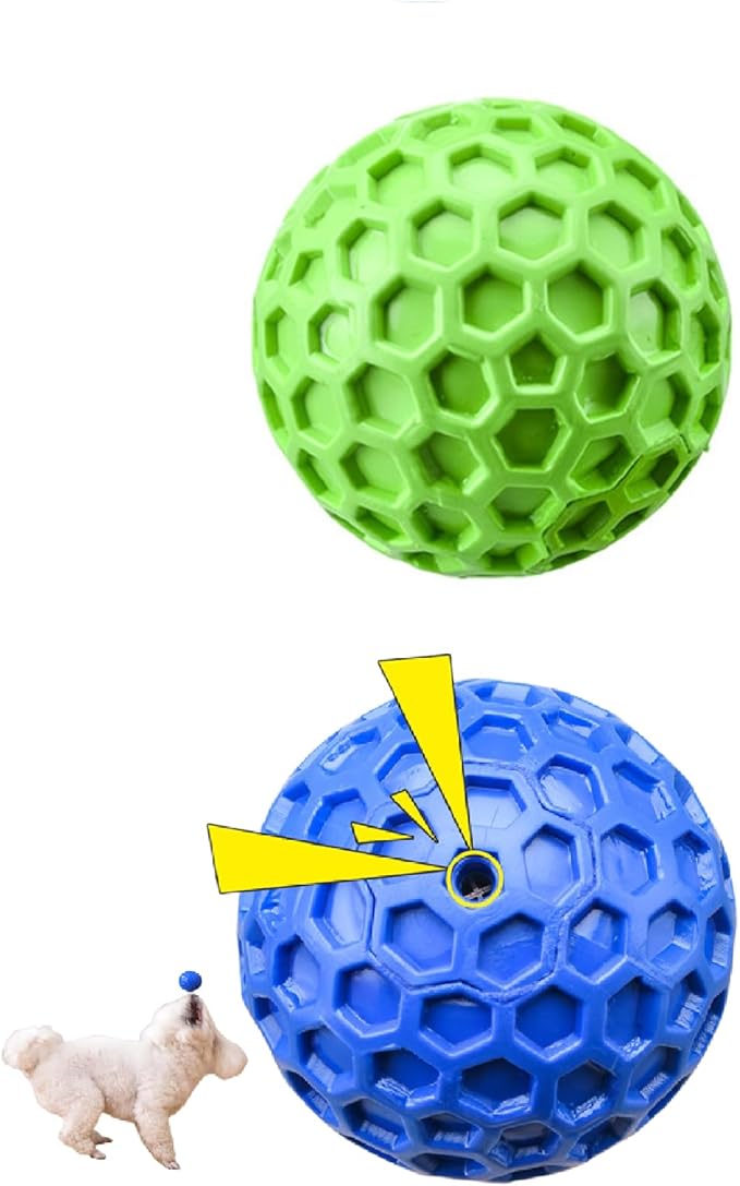 2pcs Small Chuck It Balls Indestructible Dog Toys for Aggressive Chewers Interactive Dog Balls 6.5cm/2.55in Diameter （Blue Green）