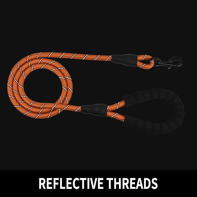 5/6 FT Strong Pet Dog Leash with Soft Padded Handle,Highly Reflective Rope for Night Walking,360-Degree Rotating Metal Buckle Without Tangles,Suitable for Small,Medium and Large Dogs.(5ft)