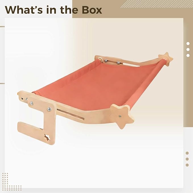 Cat Hammock for Small Cats, S Size Pink Cat Bed with Solid Wood Frame, No Drill Design, 15.7 x 11.8 x 7.9 in Adjustable Kitten Window Perch