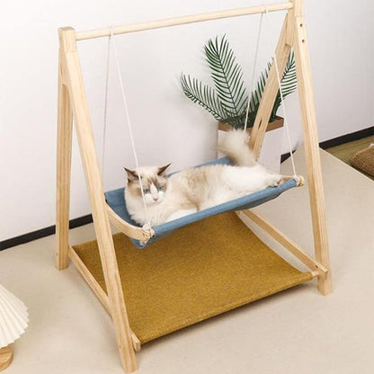 Shelves Perches Breathable Animals Lawn Home 2 Tier Wooden Cat Hammock Bed