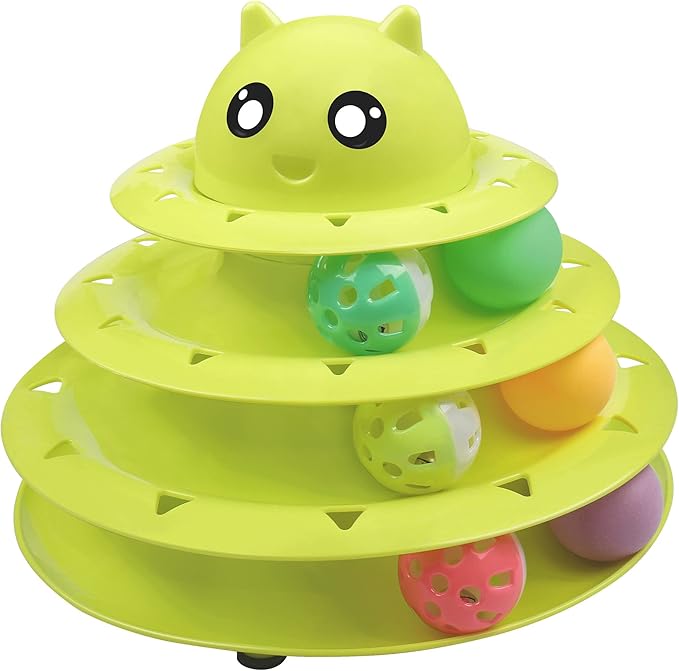 UPSKY Cat Toy Roller 3-Level Turntable Cat Toy Balls with Six Colorful Balls Interactive Kitten Fun Mental Physical Exercise Puzzle Toys