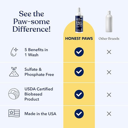 Honest Paws Dog Shampoo and Conditioner - Premium Dog Wash for Allergies and Dry, Itchy, Moisturizing for Sensitive Skin - Sulfate Free, Plant Based, All Natural -16 Fl Oz