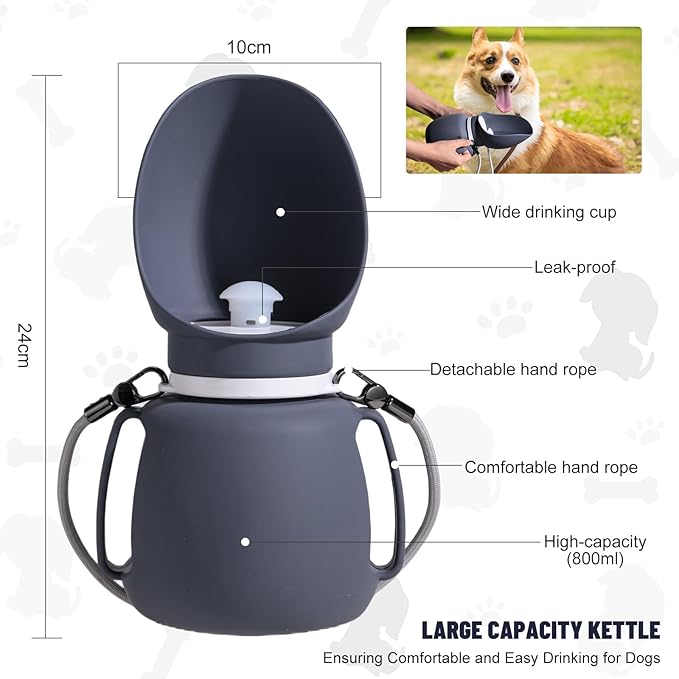 NVTED Silicone Dog Water Bottle, Pet Accompanying Water Cup Foldable Travel Drinking Bowl with Leak-Proof Design for Pets, Dog Water Dispenser for Outdoor