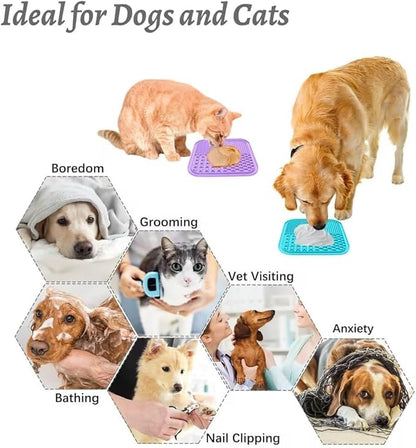 MateeyLife Lick Mat for Dogs & Cats with Suction Cups, 2PCS Slow Feeder Bowls, Small Lick Mat for Anxiety Relief, Dog Toys to Keep Them Busy, Enrichment Toys for Bathing, Cat Licking Pad for Boredom