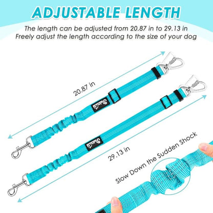 Lukovee Dog Seat Belt for Car, Adjustable Dog Car Harness for Large Medium Small Dogs, Soft Padded & Breathable Mesh Dog Seatbelt with Car Strap and Carabiner (Light Blue,XXXS)
