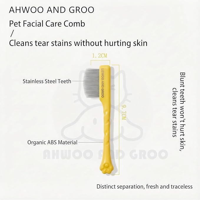 4-in-1 Tear Stain Remover Kit for Dogs & Cats - 1oz Natural Eye Balm with Pro Application Brush & 2 Stainless Steel Combs - Professional Eye Gunk (2in1)