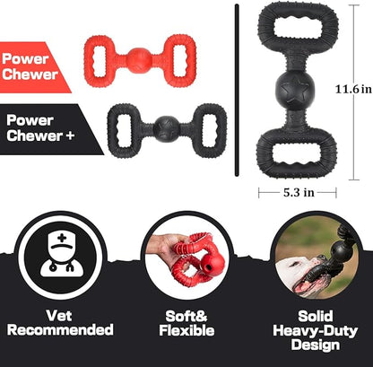 Natural Rubber Dog Toys for Medium Aggressive Chewers - Lifetime Replacement - Tough Tug War Dog Toy for Medium Dogs Tooth Clean, Red