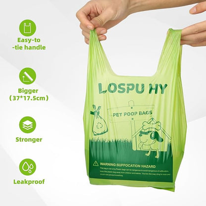 Poop Bags for Dogs, 200 Count Dog Poop Bags with Handles, Extra Thick Strong Leak Proof Doggie Waste Bag for Waste Refuse Cleanup, Outdoor Puppy Walking and Cats Litter