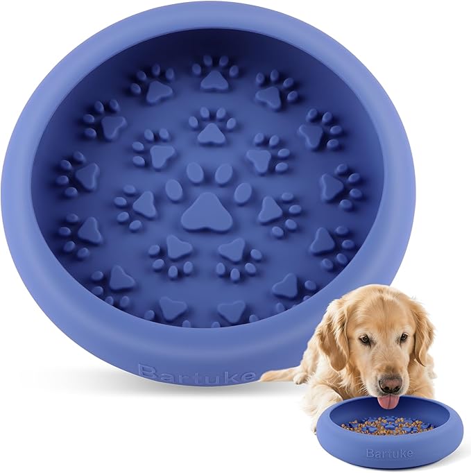 Dog Lick Bowl, Slow Feeder Dog Bowl Licking Mat for Small to Large Dogs, BPA-Free Non-Slip Silicone Slow Feeder Treat Dispenser for Anxiety Relief, Freezer & Dishwasher Safe (Blue, 8.2"×2")