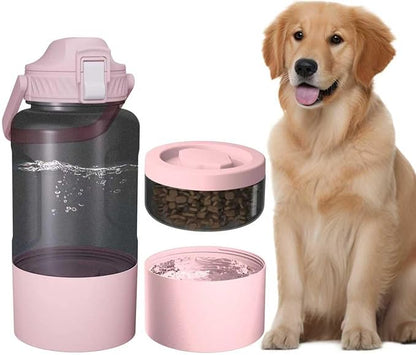 Cibaabo 53oz Large Dog Water Bottle with Water & Food Bowl, 3-in-1 Portable Pet Feeding & Hydration Dispenser for Large Dogs & Humans, Leak-Proof Tritan Bottle for Hiking, Camping, Walking, Car Trips
