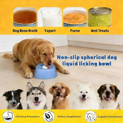Slow Feed Liquid Dog Bowl, Dog Licking Bowl, Anti-Slip Entertained Lick Ball for Large Medium Small Dogs Wet Food, Water & Treats Dogs Anxiety Relief, Boredom and Post-Op Care (Black)
