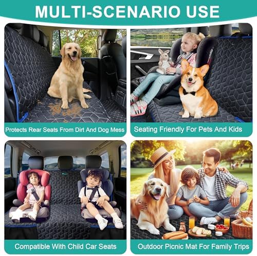 Meginc Back Seat Cover for Dogs, Washable Bench Seat Covers for Trucks,Dog Car Seat Covers for Ford f150/Ram1500/Nissan Frontier/Toyota Tacoma/GMC Canyon/Silverado (Blue) - Image 5