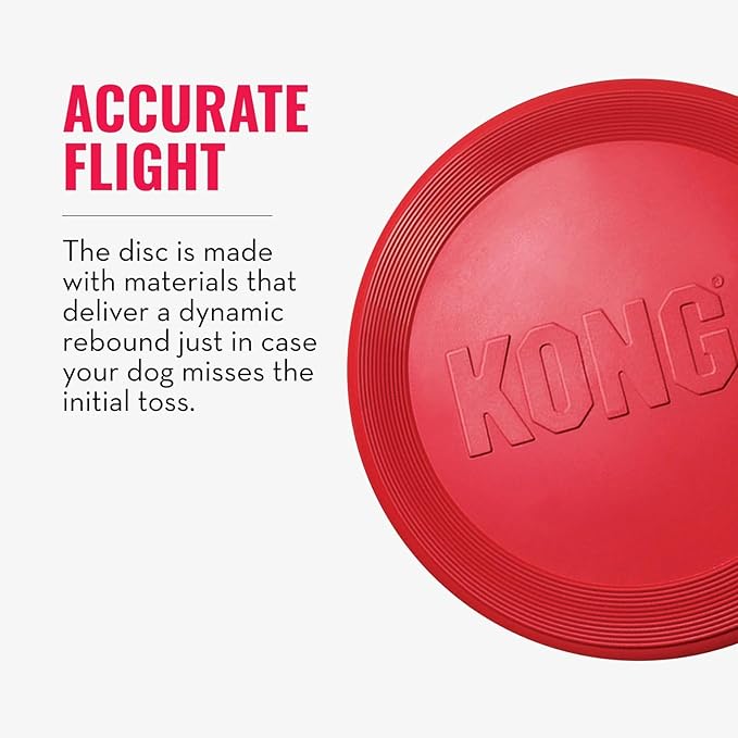 KONG Flyer - Durable Dog Toy for Outdoor Playtime - Natural Rubber Flying Disc, Dog Toy for Fetch - Safer Disc for Healthy Activity - for Small Dogs