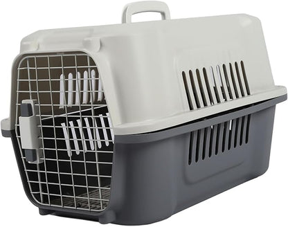 FILFEEL Lockable Hard Plastic Dog Carrier with Ventilated Design, Spacious Travel Pet Carrier for Small Dogs and Cats - Foldable Handle for Easy Carrying