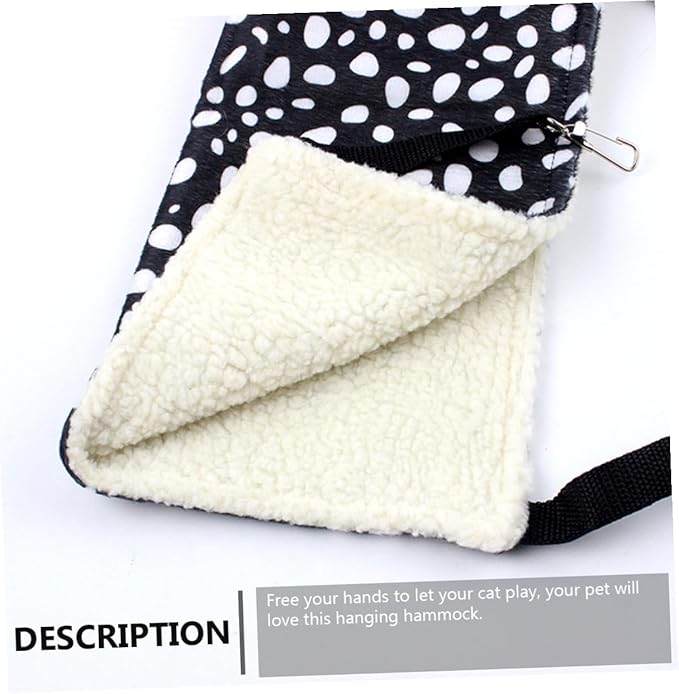 TOYANDONA Double-Sided Breathable Cat Den Hanging Hammock Small 27x27cm Black and White Polka Dot Cotton Cat Sleeping Bed for Indoor Pet