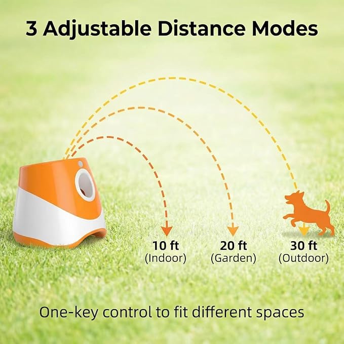 Automatic Dog Ball Launcher/Dog Ball Thrower Machiner with 10/20/30ft Adjustable Launch Distances/Interactive Pet Toy for Indoor&Outdoor Play