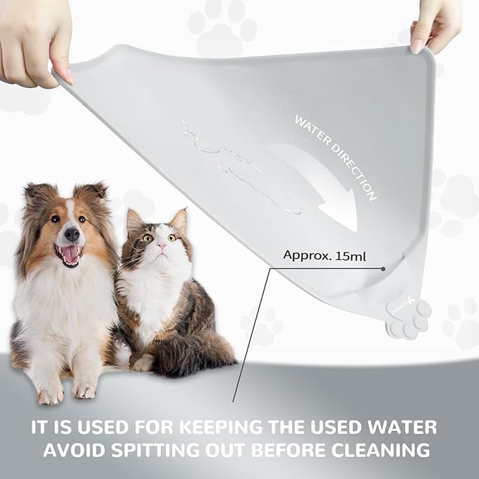 Waterproof Raised Edge BPA Free Silicone Pet Feeding Mat-Multiple Colors，Dog Cat Food Mats Contain Spills Protects Floors, Placemats for Cats and Dogs Water Bowl, Pets Accessories 22x15 Gray