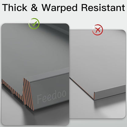 Pet Feeding Mat [Warped Resistant Raised Edge], Water-Proof Silicone Placement for Food Water Bowls, Anti-Slip Base Protect Floor, BPA-Free&Dishwasher-Safe [28.5x16.5inch XL, Gray]