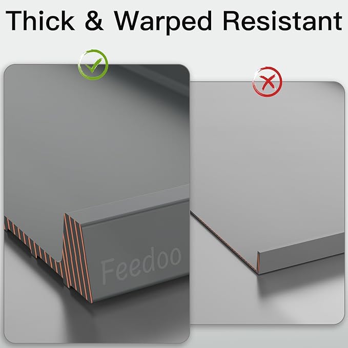 Pet Feeding Mat [Warped Resistant Raised Edge], Water-Proof Silicone Placement for Food Water Bowls, Anti-Slip Base Protect Floor, BPA-Free&Dishwasher-Safe [18.5x11.5inch Small, Gray]