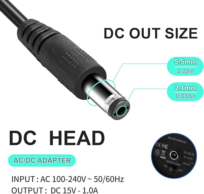 15V 1A DC Power Supply Adapter Charger Cable Compatible with Litter Robot 3,Litter Robot Power Supply Self-Cleaning Cat Litter Boxes and More