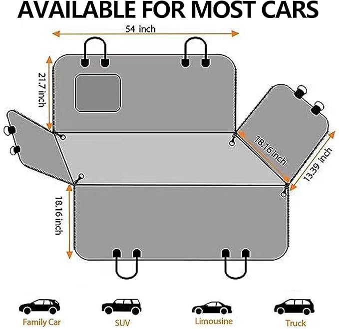 Dog Car Seat Cover for Pets Waterproof Seat Cover Hammock Scratch Proof Nonslip Back Seat Pet Bed Mat for Travel Durable Soft Back Seat Covers for Cars Trucks and SUVs (23.5 x 51 inch)