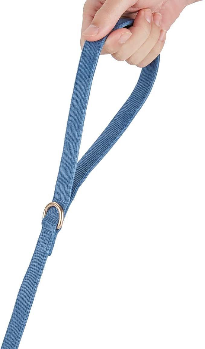 Soft Corduroy Fibric Dog Leash, 5 Feet Length Lead with Heavy Duty Rotating Hook, for Medium Large Dogs.(M,Blue)
