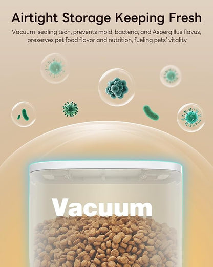 Automatic Dog Feeder for Large Breed, 15L/ 63Cups Vacuum-Sealed Timed Auto Pet Feeder 100% Fresh Airtight, Anti-Clog Pet Food Dispenser for 2-22mm Kibble, Portion Control, Voice Record, Dual Power