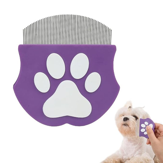 Pet Detangling & Flea Comb for Dogs and Cats – Stainless Steel Fine Teeth Grooming Comb for Tangled Hair, Flea Removal, and Shedding Control – Ideal for Long & Short Haired Pets (Purple)