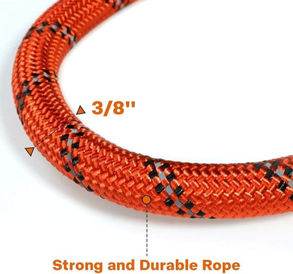 Taglory Rope Dog Leash 5 FT with Comfortable Padded Handle, Highly Reflective Threads Leash and Anti-Tangle Clip for Walking Small Dogs, 3/8 inch, Orange