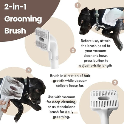 Dog Cat Brush for Shedding and Grooming,Self Cleaning Slicker Brush,Massage the skin,Easy to Clean Comb for Long or Short Haired Pets,Also use with Vacuum,Compatible with Vac 32&35mm