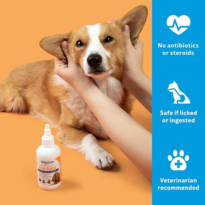 Vetericyn Plus Dog Ear Rinse | Dog Ear Cleaner to Soothe and Relieve Itchy Ears, Safe for Cat Ears, Rabbit Ears, and All Animal's Ear Problems. 3 Ounces