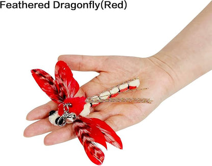 TTcat Cat Feather Toys, 3 Pcs Simulation Insects Dragonfly Grasshopper Refills, Cat Toys Replacement Feathers for Cat Kitten Wand.