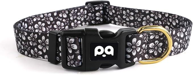 QQPETS Adjustable Soft Dog Collar: Print Flower Pink Multicolor Cute Patterns for XS Small Medium Large Pet Girl Boy Puppy Walking Running Training