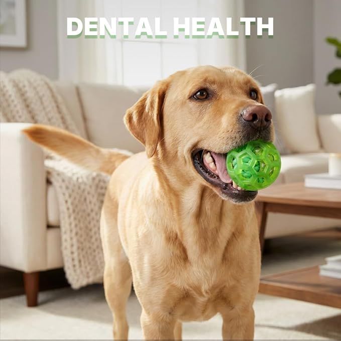 Dog Ball Toy with Built-in Rope Ball - Dog Chew Toy for Relieving Anxiety, Cleans Teeth, Interactive Fetch Dog Toy Balls for Large, Medium Dogs, Green