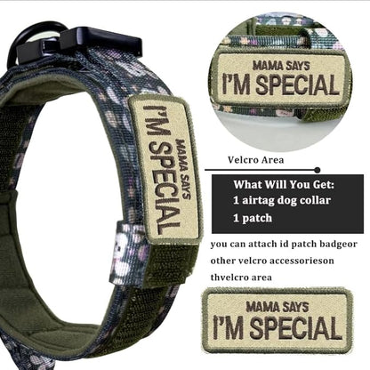 Xqpetlihai Upgraded AirTag Dog Collar Waterproof Tactical Dog Collar with AirTag Holder Heavy Duty Dog Collars for Large Dogs (Rabbit，XXL