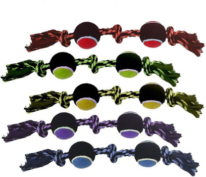Multipet 29521 Nuts for Knots 3 Knot Rope with 2 Tennis Balls, 20", Multi