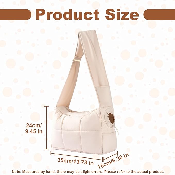 Mini Dog Purse Carrier with Pockets, Warm Cute Pets Bags with Secure Harness Clip, Cat Shoulder Bag for Outings, Lightweight Puppies Bags Kennel, Trained Pets Handbag Outdoor(Khaki,One Size)