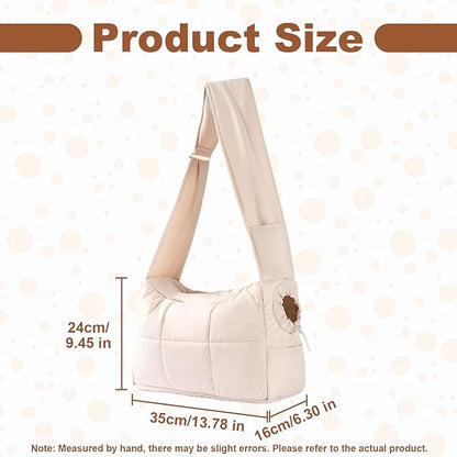 Mini Dog Purse Carrier with Pockets, Warm Cute Pets Bags with Secure Harness Clip, Cat Shoulder Bag for Outings, Lightweight Puppies Bags Kennel, Trained Pets Handbag Outdoor(Khaki,One Size)