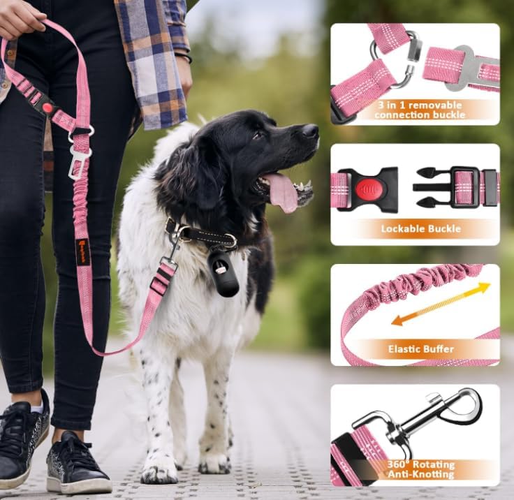 Laqibak Removable Dog Seat Belt Harness for Car, 3 in 1 Pet Seatbelt Leash - Image 5