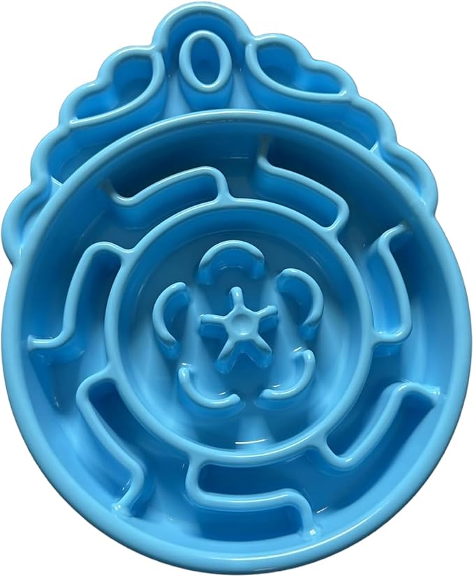 Slow Feeder Dog & Cat Bowl - Interactive Maze Puzzle Dish for Healthy Digestion, Anti-Gulping Food Grade Feede (Blue)