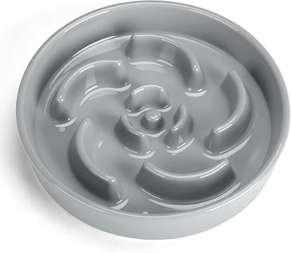 Slow Feeder Dog Bowl, Ceramic 8.3 inch Dog Food Bowls for Small, Medium, and Large Breed, Anti-Slip Maze Puzzle Food Dish to Slow Down Eating (Grey, 8.3 inch)