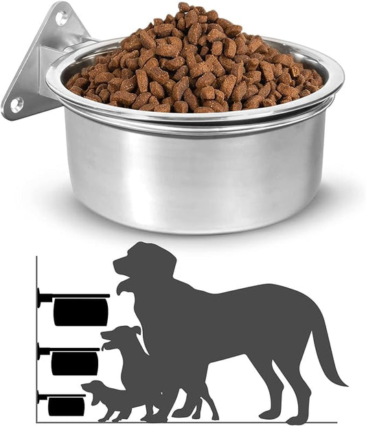 Raised Small Dog Bowls Wall Mount Pet Bowl, Collapsible Elevated Pet Bowl for Dog Cat Chicken Coop - 4 Cups / 1 Quart