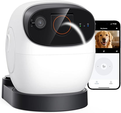 2026 3K Pet Camera Treat Dispenser, 32ft Remote Tossing for Dogs & Cats – Reduces Separation Anxiety, 360° View, Security Indoor Cam w/ Phone App, Barking Alerts, No Subscription, 5G WiFi, Robot M3