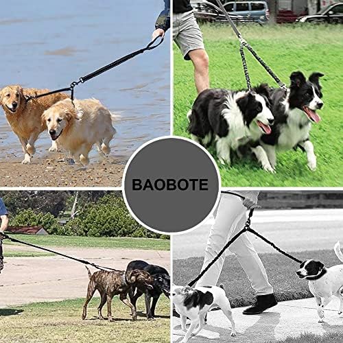 BAOBOTE Pet Double Dog Leash, Shock Absorbing Reflective Bungee Lead - Image 7