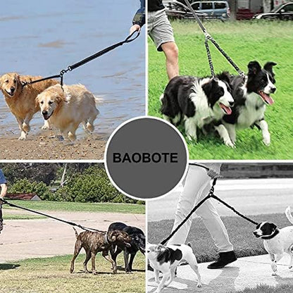 BAOBOTE Pet Double Dog Leash, Shock Absorbing Reflective Bungee Lead - Image 7