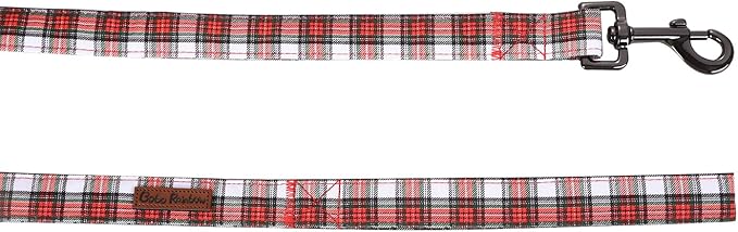 Dog Leash, Christmas Dogs Leashs Red Plaid Print Cotton Adjustable Dog Leash for X-Small Boys and Girls Dogs